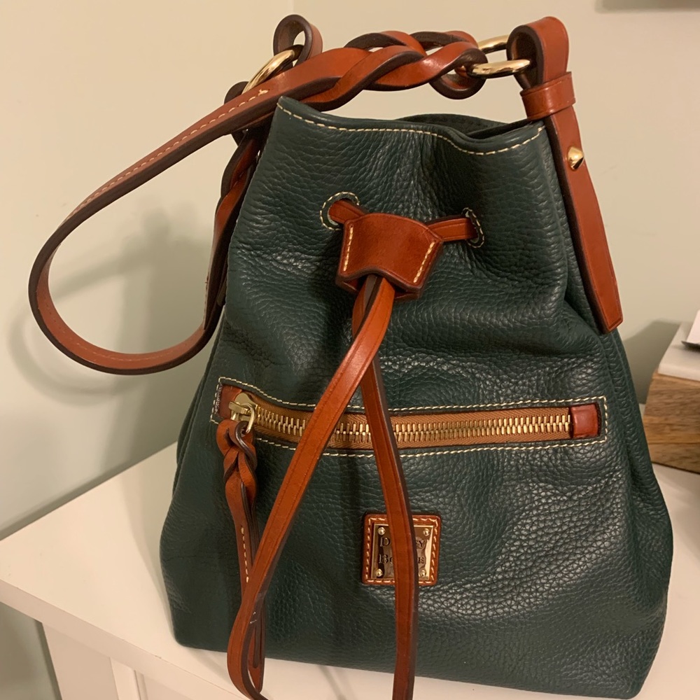 Dooney & Bourke Green Pebble Leather Bucket Bag